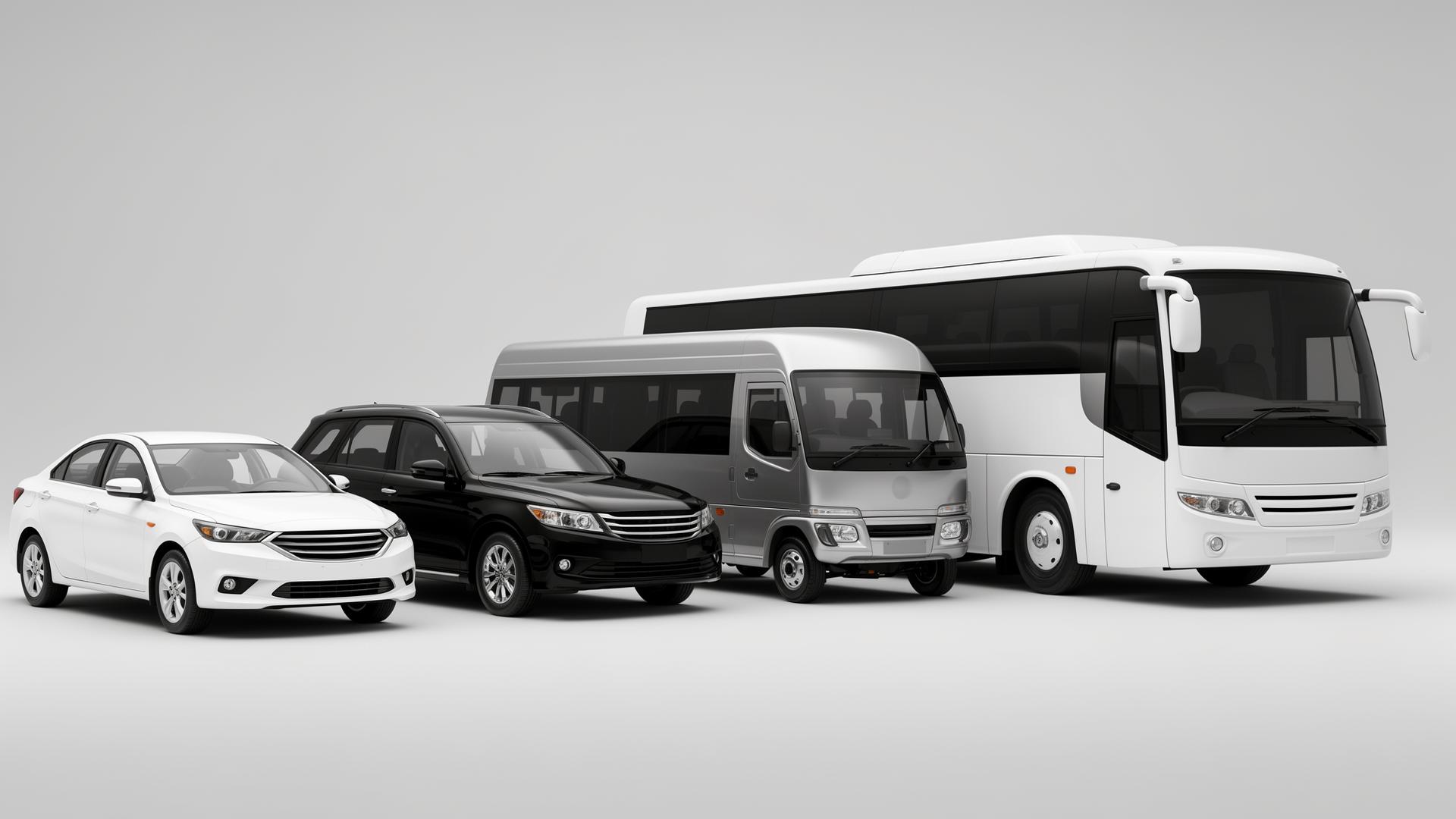 Sun Square Travel corporate fleet lineup of sedans, SUVs, tempo travellers and buses